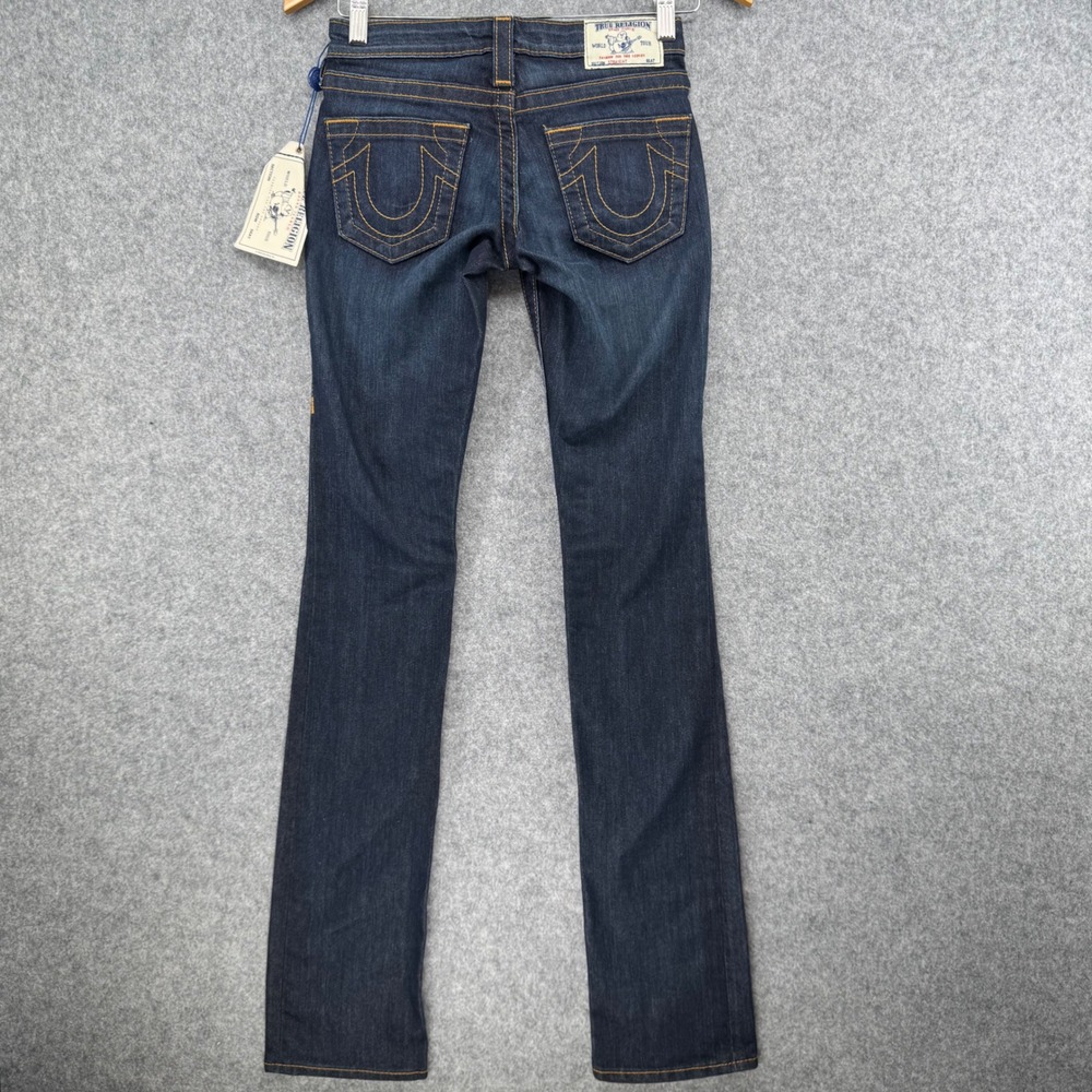 NEW True Religion Jeans Womens 25 Blue Misty Straight Leg Dark Wash Denim